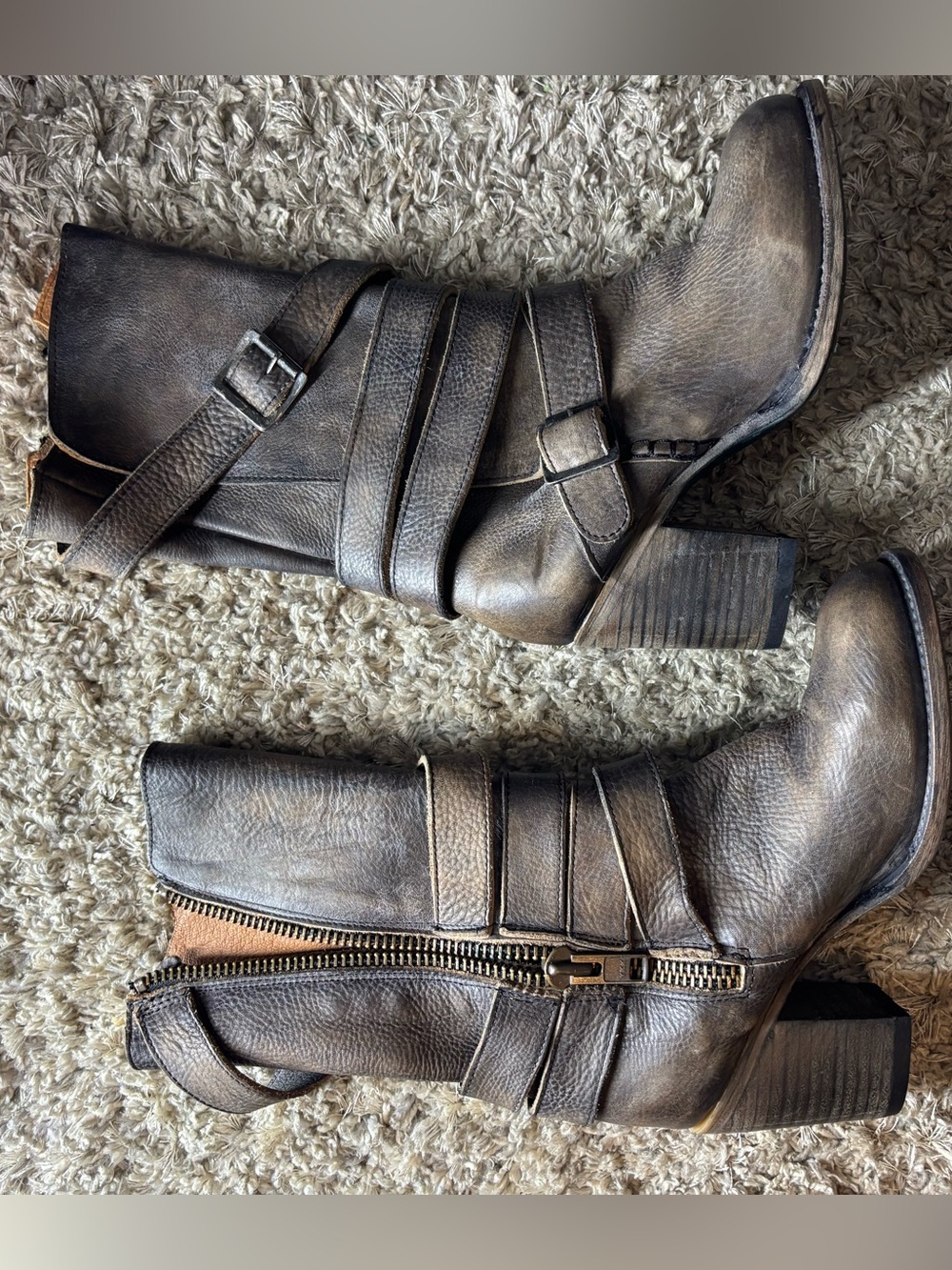 FREEBIRD by Steven Brown Leather Harness Buckle Boots Size 8 - Picture 2 of 5